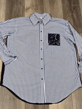 Women's River Issland Blue & White Striped Top Size 6